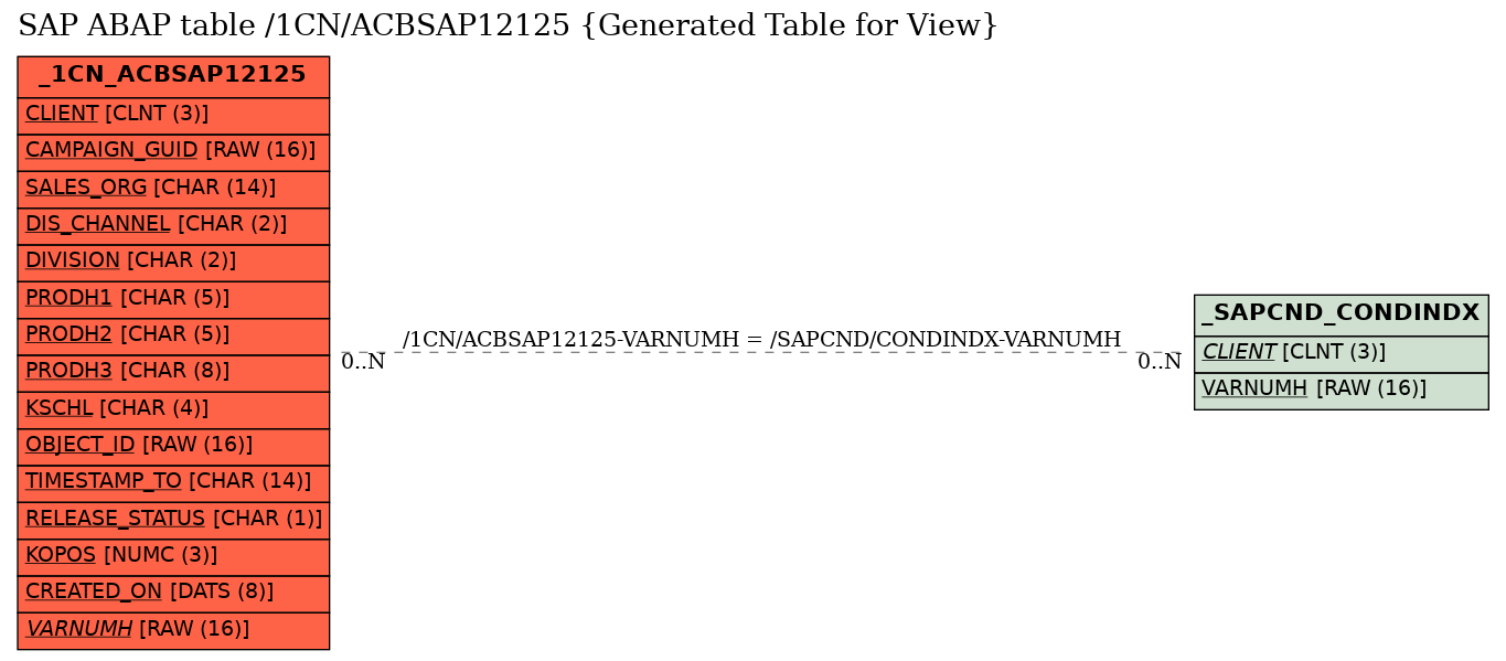 E-R Diagram for table /1CN/ACBSAP12125 (Generated Table for View)