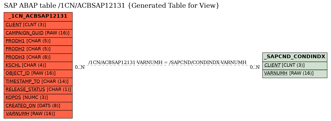 E-R Diagram for table /1CN/ACBSAP12131 (Generated Table for View)