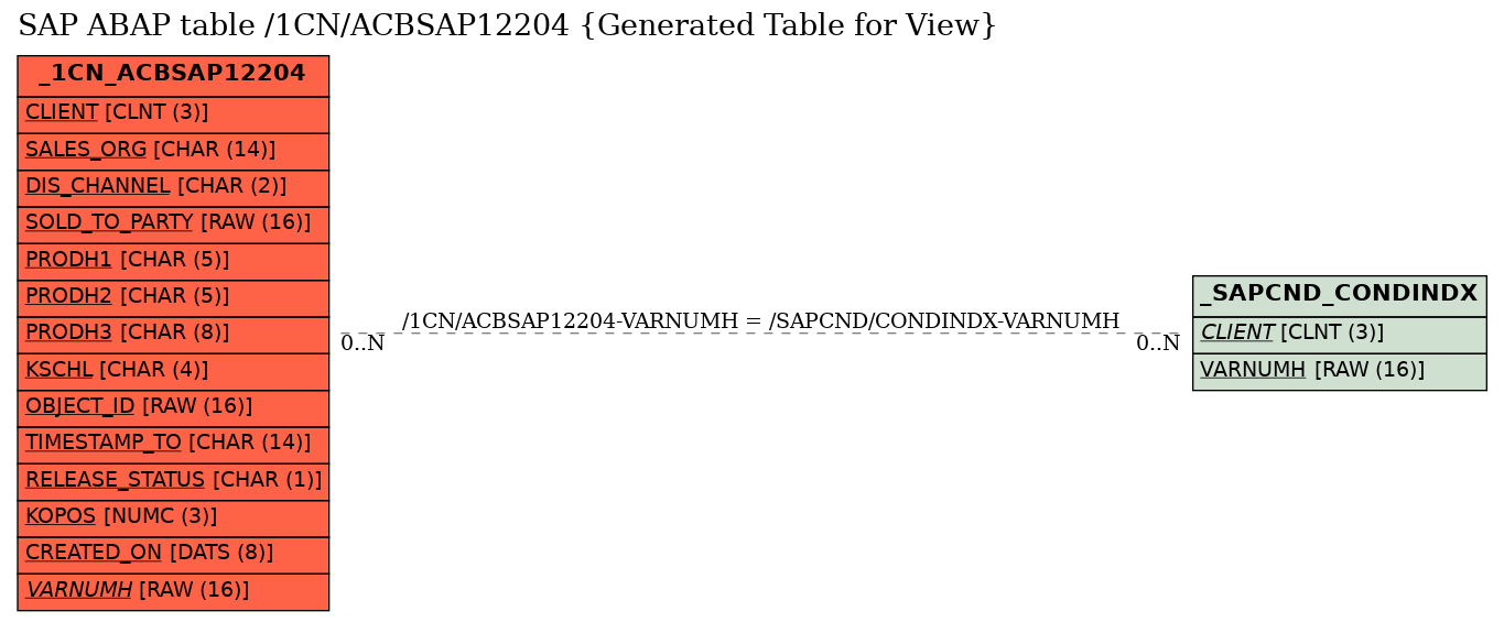 E-R Diagram for table /1CN/ACBSAP12204 (Generated Table for View)