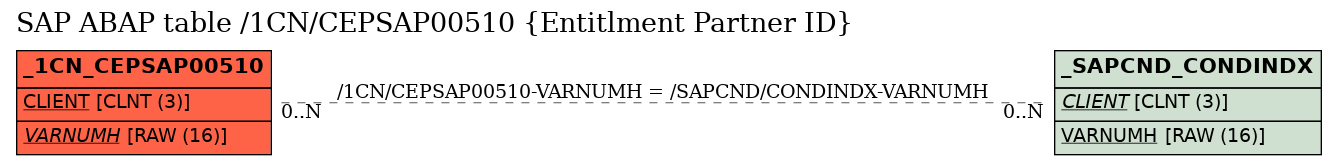 E-R Diagram for table /1CN/CEPSAP00510 (Entitlment Partner ID)