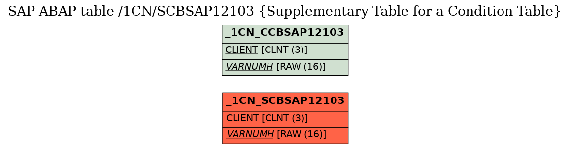 E-R Diagram for table /1CN/SCBSAP12103 (Supplementary Table for a Condition Table)
