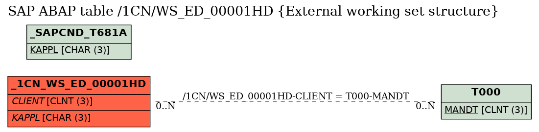 E-R Diagram for table /1CN/WS_ED_00001HD (External working set structure)