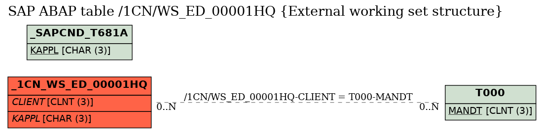 E-R Diagram for table /1CN/WS_ED_00001HQ (External working set structure)