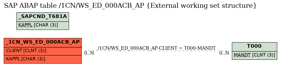 E-R Diagram for table /1CN/WS_ED_000ACB_AP (External working set structure)