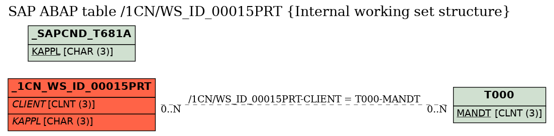 E-R Diagram for table /1CN/WS_ID_00015PRT (Internal working set structure)