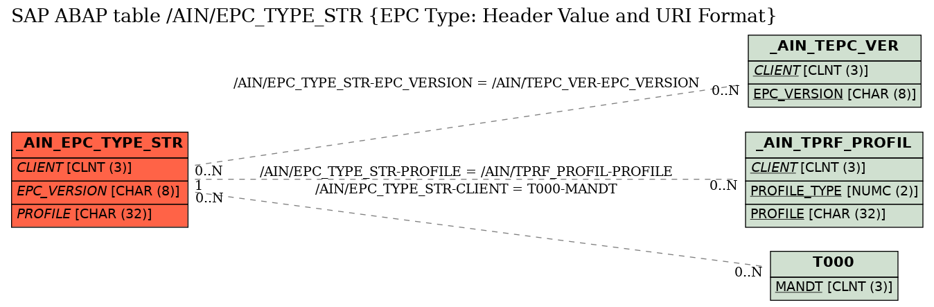 E-R Diagram for table /AIN/EPC_TYPE_STR (EPC Type: Header Value and URI Format)