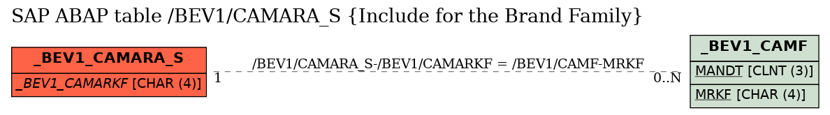 E-R Diagram for table /BEV1/CAMARA_S (Include for the Brand Family)