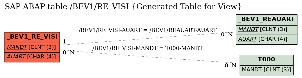 E-R Diagram for table /BEV1/RE_VISI (Generated Table for View)
