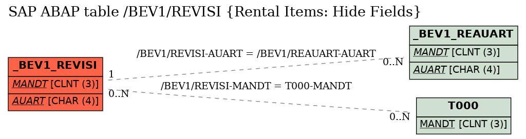 E-R Diagram for table /BEV1/REVISI (Rental Items: Hide Fields)