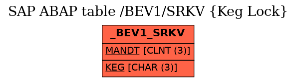 E-R Diagram for table /BEV1/SRKV (Keg Lock)