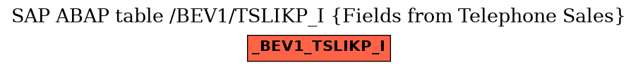 E-R Diagram for table /BEV1/TSLIKP_I (Fields from Telephone Sales)