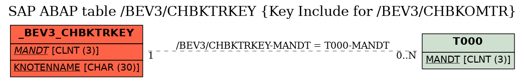 E-R Diagram for table /BEV3/CHBKTRKEY (Key Include for /BEV3/CHBKOMTR)