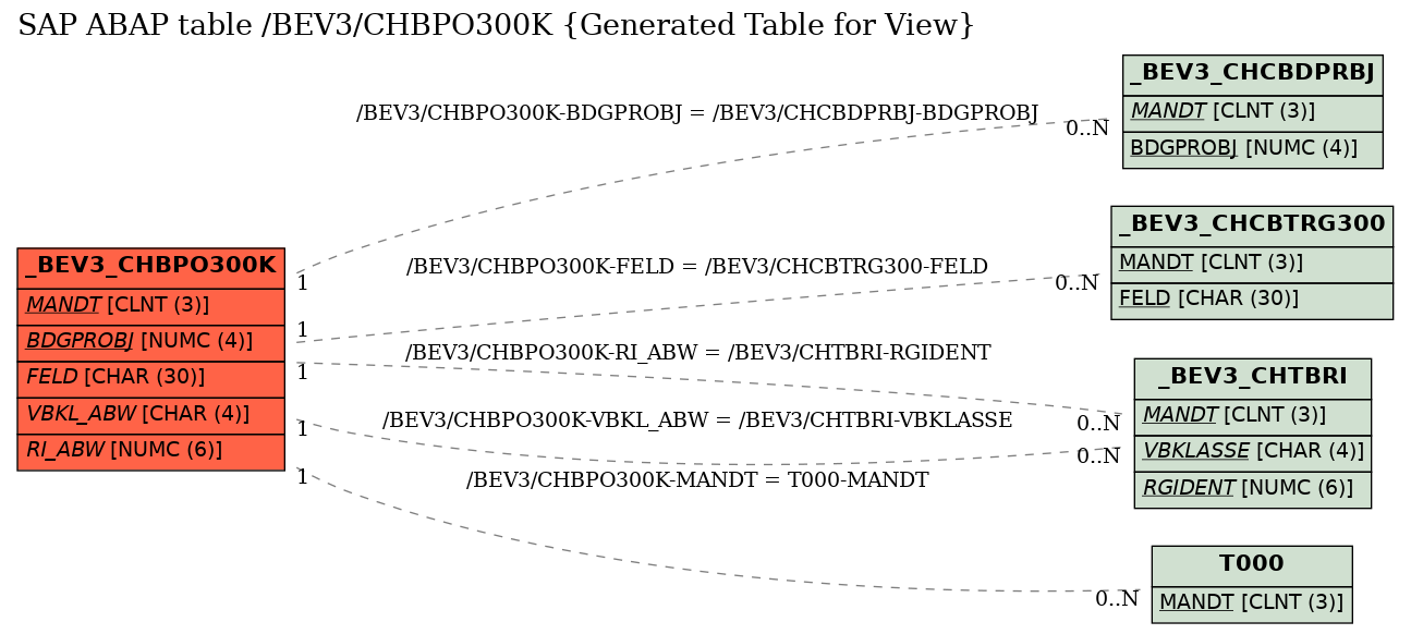 E-R Diagram for table /BEV3/CHBPO300K (Generated Table for View)