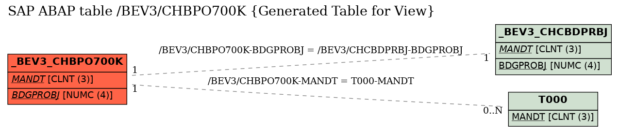 E-R Diagram for table /BEV3/CHBPO700K (Generated Table for View)