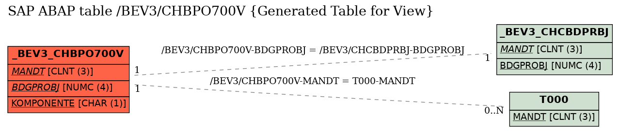 E-R Diagram for table /BEV3/CHBPO700V (Generated Table for View)