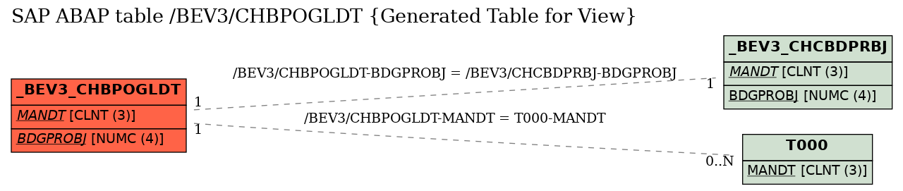 E-R Diagram for table /BEV3/CHBPOGLDT (Generated Table for View)