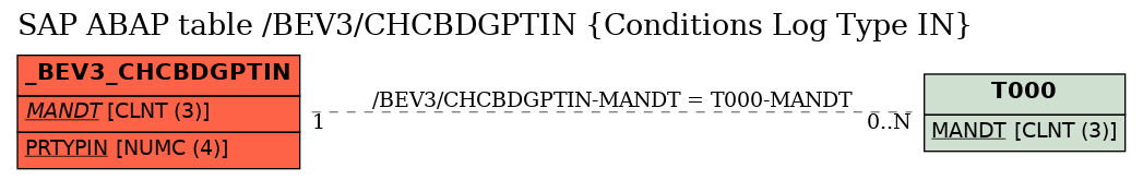 E-R Diagram for table /BEV3/CHCBDGPTIN (Conditions Log Type IN)