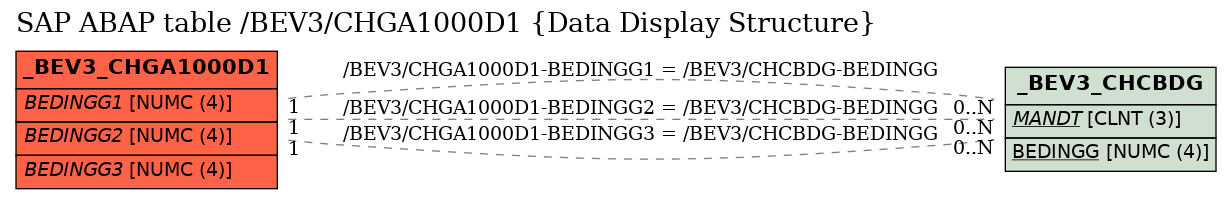 E-R Diagram for table /BEV3/CHGA1000D1 (Data Display Structure)