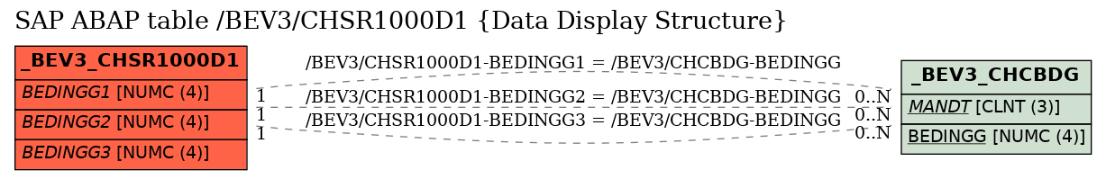E-R Diagram for table /BEV3/CHSR1000D1 (Data Display Structure)
