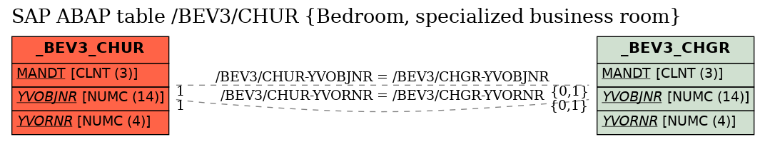 E-R Diagram for table /BEV3/CHUR (Bedroom, specialized business room)