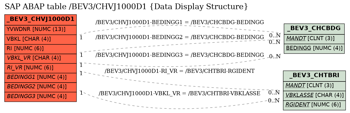 E-R Diagram for table /BEV3/CHVJ1000D1 (Data Display Structure)