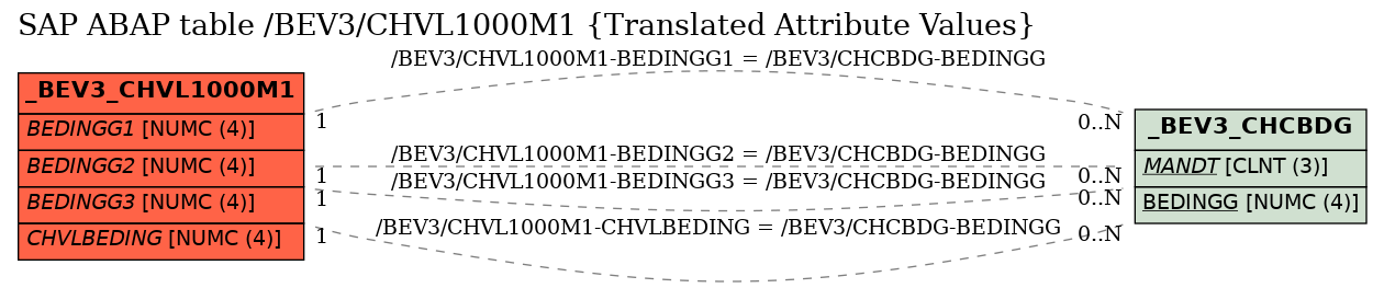 E-R Diagram for table /BEV3/CHVL1000M1 (Translated Attribute Values)