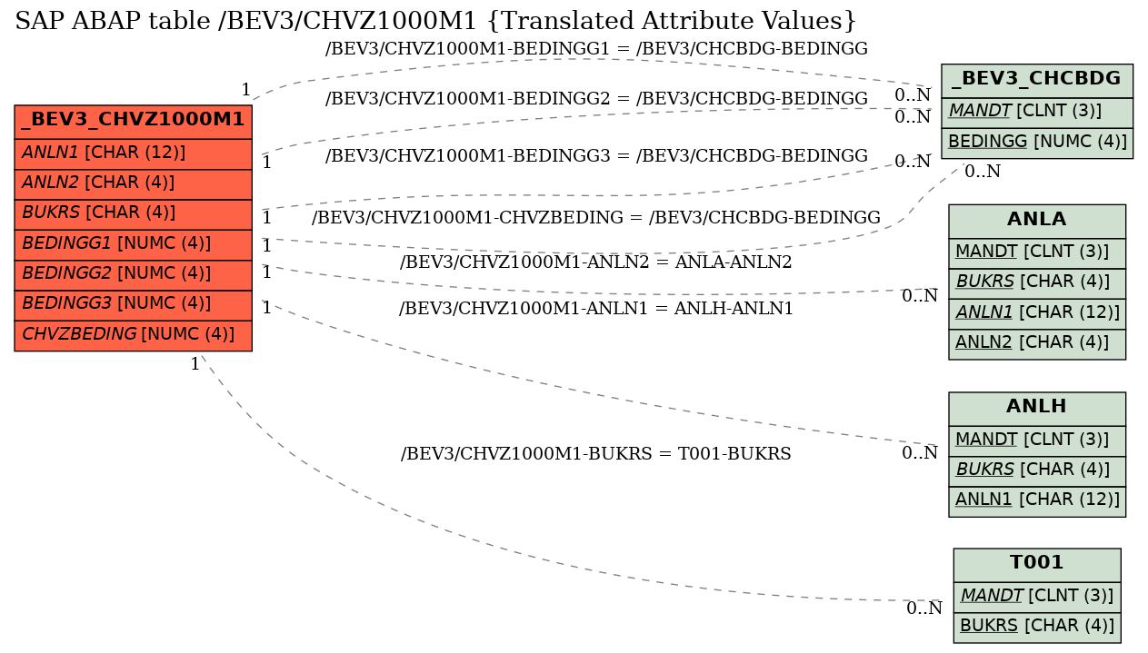 E-R Diagram for table /BEV3/CHVZ1000M1 (Translated Attribute Values)