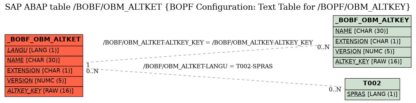 E-R Diagram for table /BOBF/OBM_ALTKET (BOPF Configuration: Text Table for /BOPF/OBM_ALTKEY)