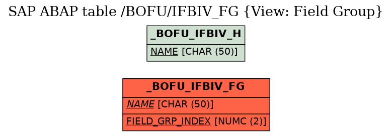 E-R Diagram for table /BOFU/IFBIV_FG (View: Field Group)