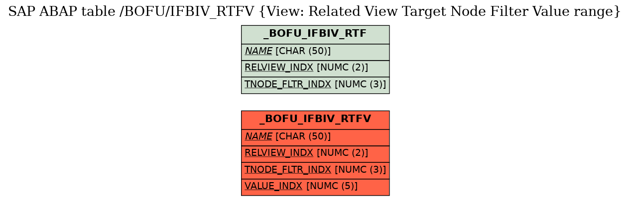 E-R Diagram for table /BOFU/IFBIV_RTFV (View: Related View Target Node Filter Value range)