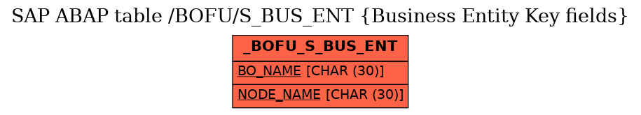 E-R Diagram for table /BOFU/S_BUS_ENT (Business Entity Key fields)