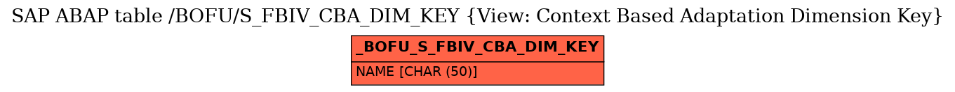 E-R Diagram for table /BOFU/S_FBIV_CBA_DIM_KEY (View: Context Based Adaptation Dimension Key)