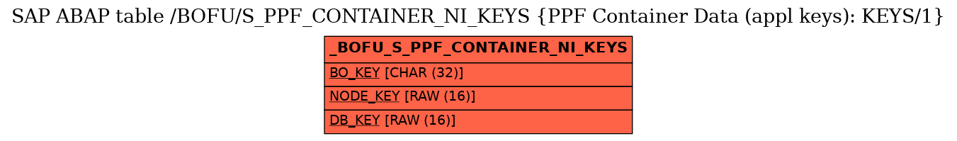 E-R Diagram for table /BOFU/S_PPF_CONTAINER_NI_KEYS (PPF Container Data (appl keys): KEYS/1)