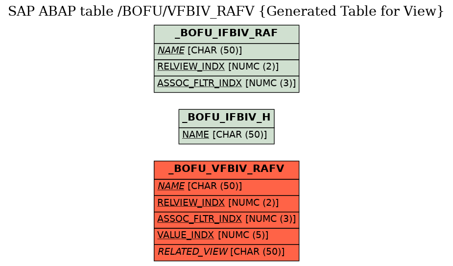 E-R Diagram for table /BOFU/VFBIV_RAFV (Generated Table for View)