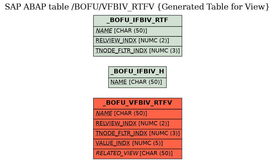 E-R Diagram for table /BOFU/VFBIV_RTFV (Generated Table for View)