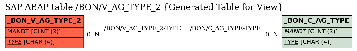 E-R Diagram for table /BON/V_AG_TYPE_2 (Generated Table for View)