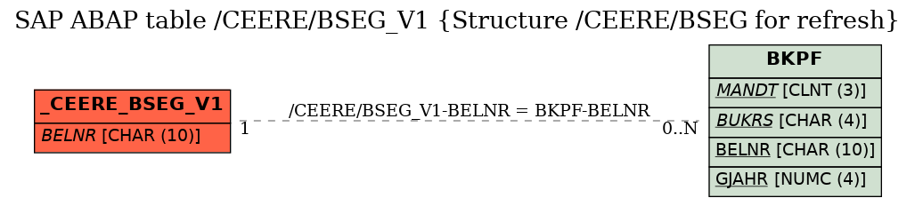 E-R Diagram for table /CEERE/BSEG_V1 (Structure /CEERE/BSEG for refresh)