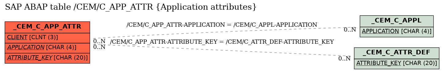 E-R Diagram for table /CEM/C_APP_ATTR (Application attributes)