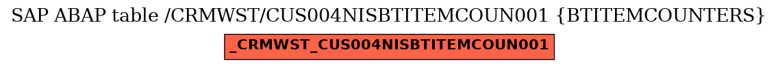 E-R Diagram for table /CRMWST/CUS004NISBTITEMCOUN001 (BTITEMCOUNTERS)