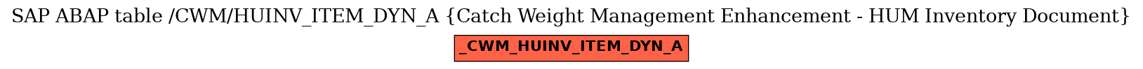 E-R Diagram for table /CWM/HUINV_ITEM_DYN_A (Catch Weight Management Enhancement - HUM Inventory Document)