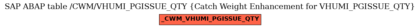 E-R Diagram for table /CWM/VHUMI_PGISSUE_QTY (Catch Weight Enhancement for VHUMI_PGISSUE_QTY)