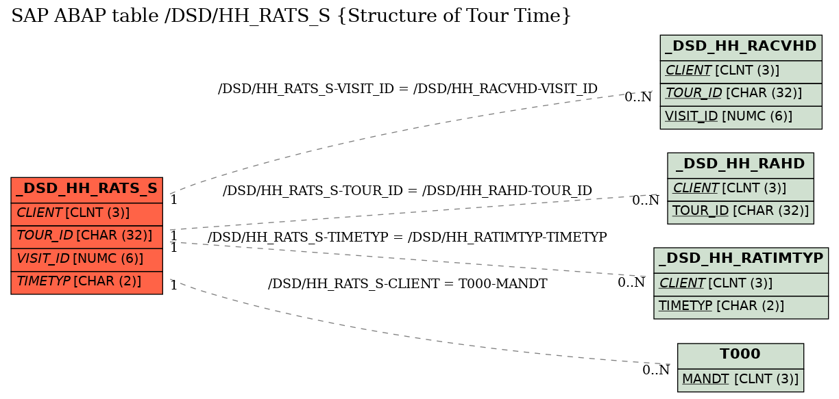 E-R Diagram for table /DSD/HH_RATS_S (Structure of Tour Time)