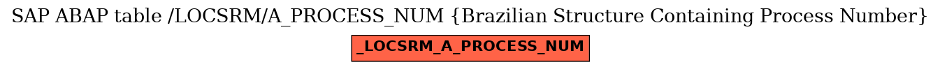 E-R Diagram for table /LOCSRM/A_PROCESS_NUM (Brazilian Structure Containing Process Number)
