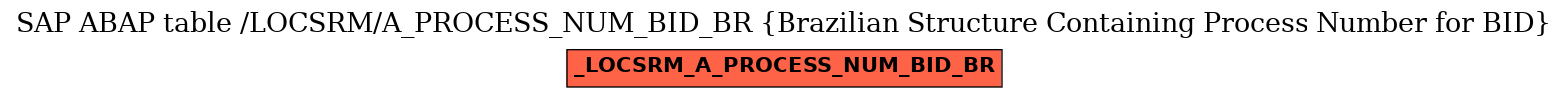 E-R Diagram for table /LOCSRM/A_PROCESS_NUM_BID_BR (Brazilian Structure Containing Process Number for BID)