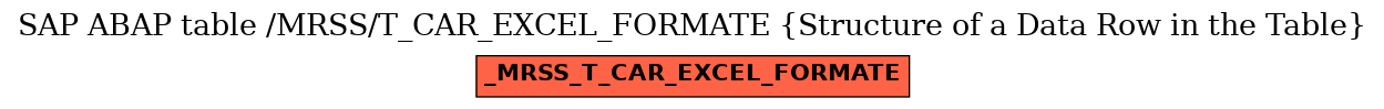 E-R Diagram for table /MRSS/T_CAR_EXCEL_FORMATE (Structure of a Data Row in the Table)