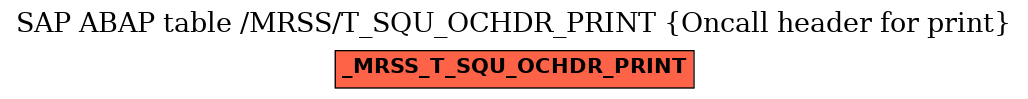E-R Diagram for table /MRSS/T_SQU_OCHDR_PRINT (Oncall header for print)
