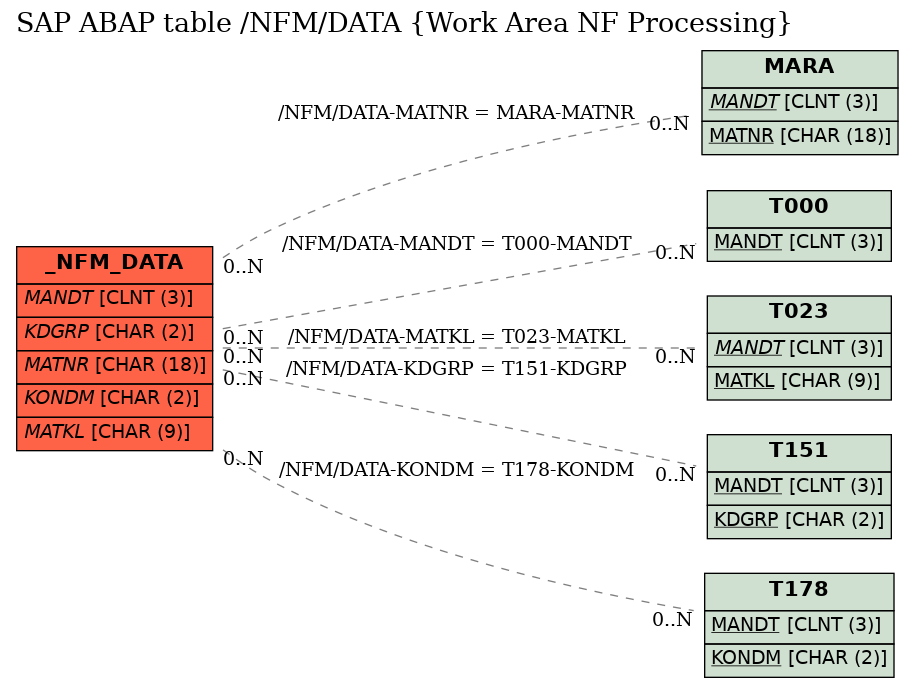 E-R Diagram for table /NFM/DATA (Work Area NF Processing)