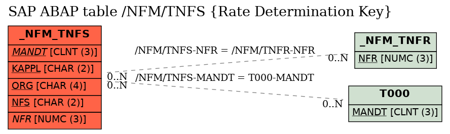 E-R Diagram for table /NFM/TNFS (Rate Determination Key)