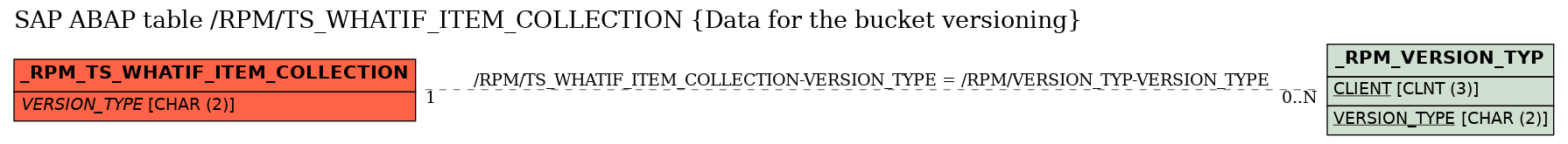 E-R Diagram for table /RPM/TS_WHATIF_ITEM_COLLECTION (Data for the bucket versioning)