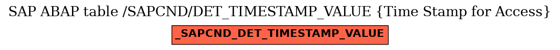 E-R Diagram for table /SAPCND/DET_TIMESTAMP_VALUE (Time Stamp for Access)